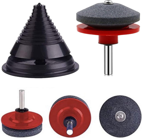 4 PCS Lawn Mower Blade Sharpener - Universal Multi-Sharp Rotary Lawnmower Sharpen Kit for Power Drill Hand Drill,Includes Blade Balancer...