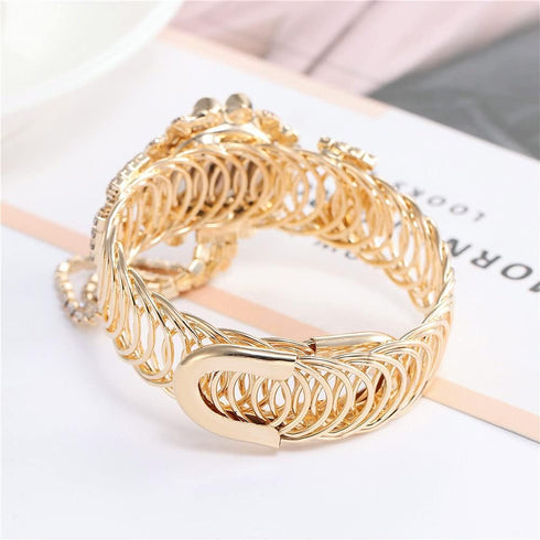 CdyBox Ladies Diamond-studded Watched Quartz Wristwatch Fashion Open Alloy Bracelet Watch 4 Pack...