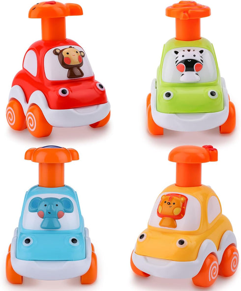 Animal Car Toys, 4 Pack Press and Go Toddler Toy Cars, Inertia Toy Cars for Toddlers 1-3, Baby Toys for 18+ Months Year Old Boy Girl's Birthday Gi...