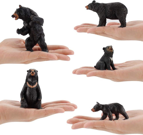 Realistic Wild Life Jungle Animal Figures Model Black Bear Family Playset Eduactional Toys Playset Figurine Statue Classroom Desktop Decoration fo...