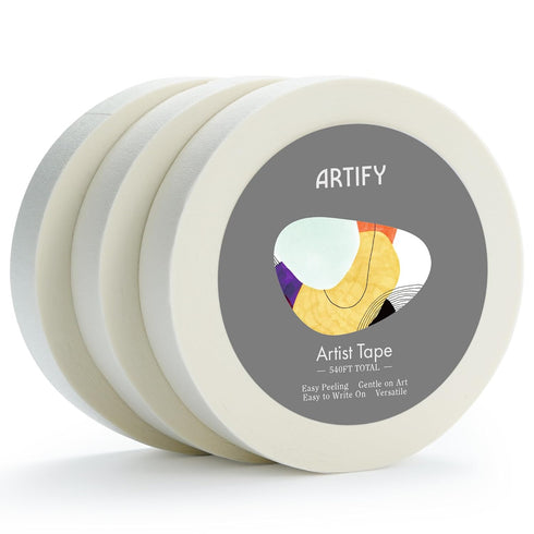 ARTIFY Artist Tape for Drafting Art, 1" *3 Pack White Masking Tape for Watercolor Painting Drafting Canvas Framing and All Paper Media, for Craft,...