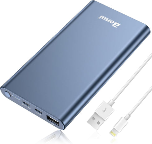 BONAI Portable Charger 12,000mAh 5V/3A Fast Charging Power Bank, Dural Input & Output Ports (USB-C in & Out) Portable Phone Charger for iPhone 15/...