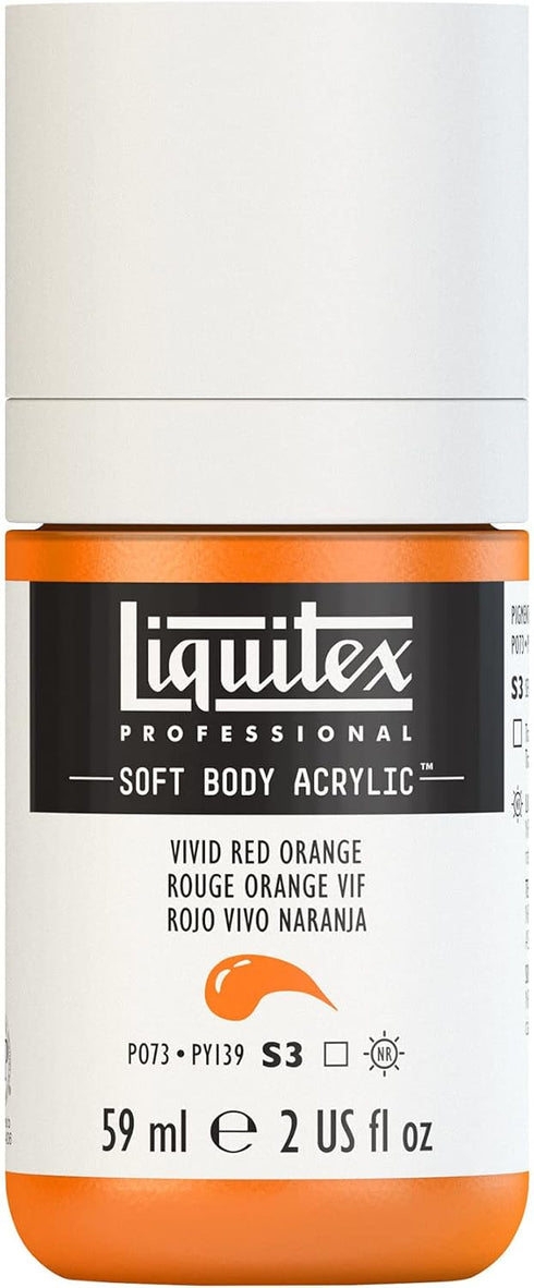 Liquitex Professional Soft Body Acrylic Paint, 59ml (2-oz) Bottle, Vivid Red Orange...