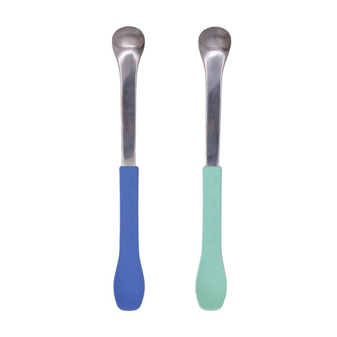 Nuby 2-in-1 Hot Safe Feeding Spoons - (2-Pack) Spoons for Babies 6+ Months - Blue and Aqua...