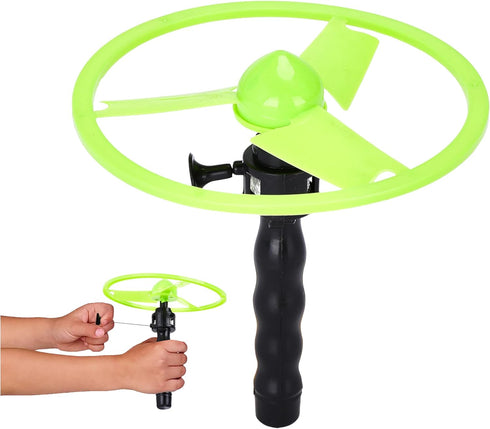 Botabee Flying Disc Launcher Toy for Kids - 4.5" Pull String Launcher Glowing Disk for Outdoor Fun - Durable Plastic Flying Disc Toy - Early Child...