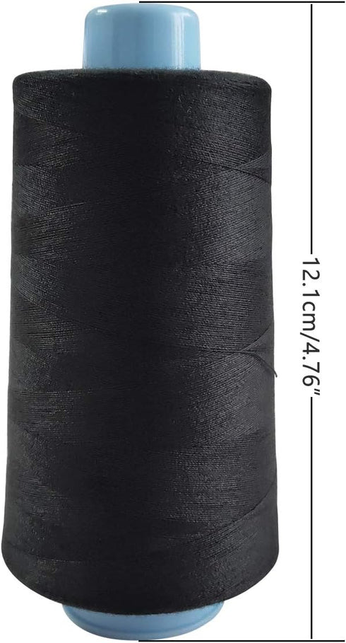 2 Spools Polyester 3000 Yards Sewing Thread Spools, 40/2 Thread for Sewing Machine, Heavy Duty Household - White and Black...