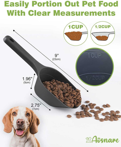 2 PACK Dog Food Scoop,1 Cup Capacity Pet Food Scoop With Measuring Lines For Dog, Puppy and Cat (Green and Black)...