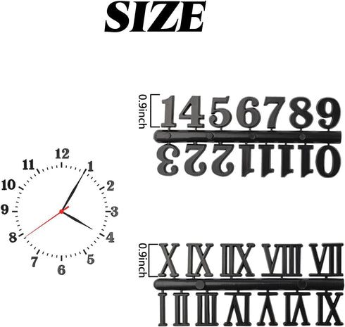 GXXMEI 18Sets Clock Numerals Kit Including Arabic Number and Roman Number DIY Digital Clock Numbers for Design Replacement Repairing Clock Accesso...