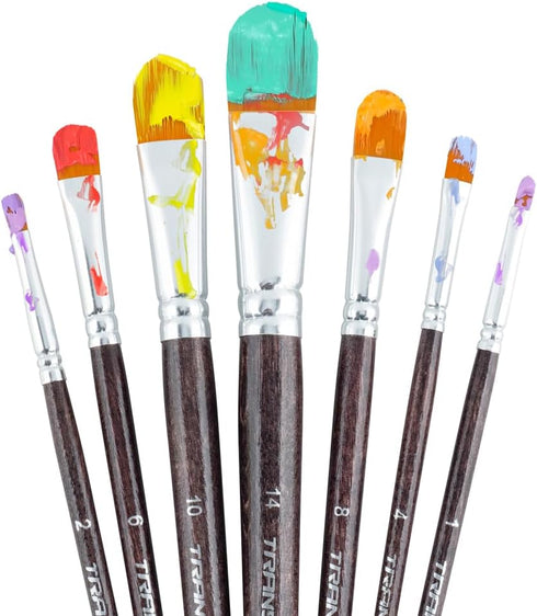 Transon 7pcs Artist Filbert Paintbrush Set for Acrylic Watercolor Gouache Oil and Body Painting...