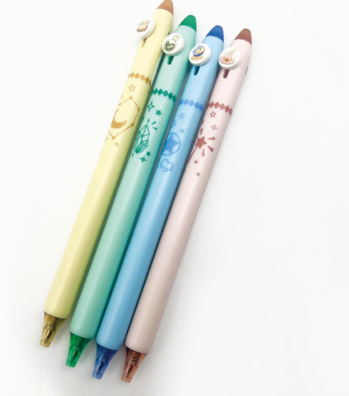 4 Pcs Erasable Gel Pens Cute Retractable Pens Cartoon Magic Pens 0.5mm Blue Ink Writing Pen Office School Pens Women Girls Boy Kids Pens (Blue Ink...
