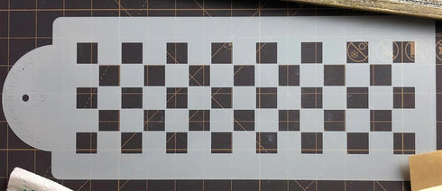 Designer Stencils C721 Checkerboard Cake Stencil Side, Beige/Semi-Transparent...