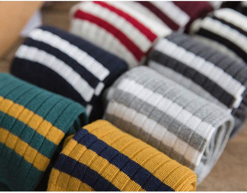 Striped Crew Socks 10 Pairs Retro Cute Long Tube Crew Socks for Women...