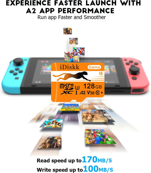 iDiskk 128GB Gaming Micro SD Card MicroSDXC Memory Card for Nintendo-Switch,Xbox,GoPro, Dash Cam, Security Camera, 4K Video Recording,with Adapter...