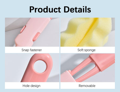 Bottle Brush Sponge Cup Brush Set, Removable Handle Upright Design Large Cup Brush + Extended Straw Brush + Lid Brush, Environmentally Conscious P...