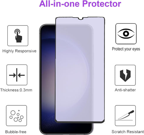 2 pack Anti Blue Light Tempered Glass Screen Protector Compatible with Samsung Galaxy S23.Eye Protection Tempered Glass Film,No Bubbles,9H Hardnes...