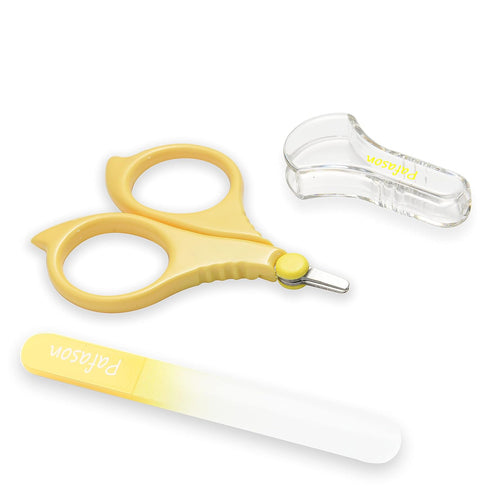 PAFASON Baby Round Tip Safety Manicure Nail Scissors and Baby Glass Nail File Set, Stainless Steel, Czech Float Glass, Ideal Shower Gift for Infan...