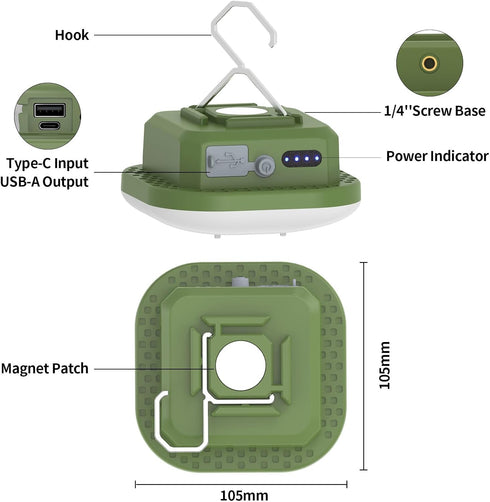 Rechargeable Camping Lights, 800LM, Hanging Tent Lights with Magnet,5 Lighting Mode LED Camping Lantern, 4500mAh, IP54 Waterproof Portable Red Fla...