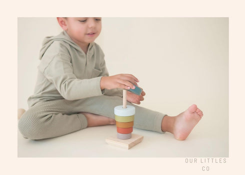 *Memorial*Day*Sale Neutral Rainbow Wooden Ring Stacker Toy | Montessori Stacking Rings for Toddlers | Educational & Developmental Sensory Toys Non...