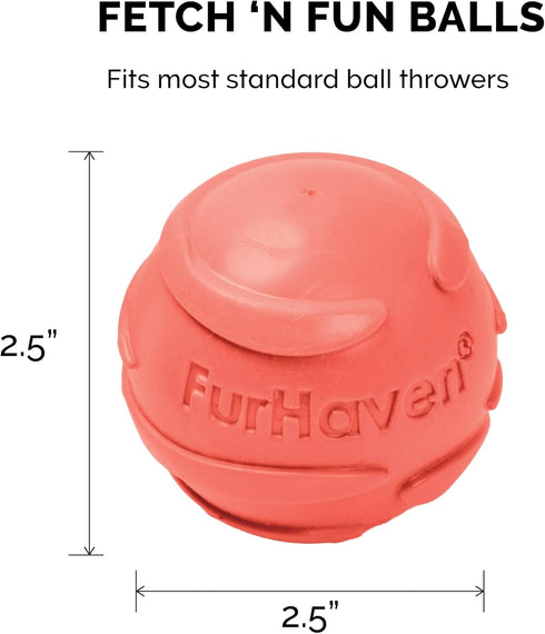 Furhaven 3-Pack 2.5" Squeaky Ball Dog Toys for Small/Medium Dogs, Fits Most Standard Launchers - Fetch 'N Fun TPR Squeaky Ball Toy Set - Sea Pack,...