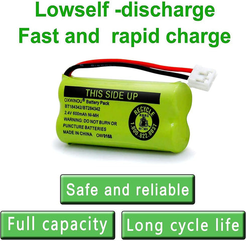 2.4v BT184342 BT284342 BT18433 BT28433 BT183348 BT283348 BT-1011 Replacement Battery Compatible with Phone CS6209 CS6219 CS6229 DS6151 89-1330-01-...