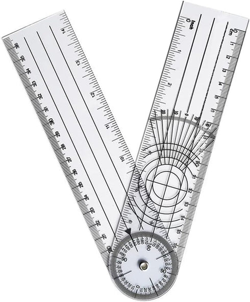 Clear Plastic Goniometer Angle Measuring Tool Protractor Finder Quick 360 Degree 7'' Arms Folding Ruler Office Measuring Drawing Woodworking Desig...