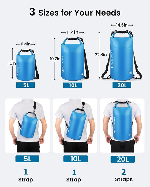 Waterproof Dry Bag, Roll Top Lightweight Waterproof Bag for Men Women 5L/10L/20L Dry Bags for Kayaking, Rafting, Beach, Boating, Swimming & Skiing...