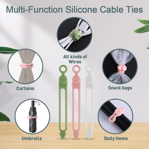 3PCS Silicone Headphone Organizer with 3PCS Silicone Cable Ties, Abnaok Data Cable Storage Case, Portable Wired Headphone Organizer Reusable Cable...