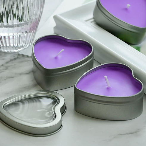 DEYBBY Large Heart Shaped Scented Tea Lights Candles, Smokeless Soywax —6 Hours Long Burning Lavender Purple Aromatherapy Candles for Relaxation, ...