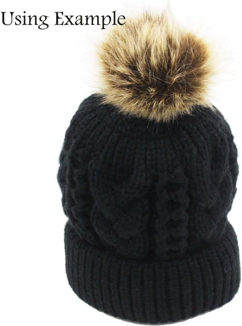 Faux Fur Pom Pom with Elastic Loop DIY 12pcs Fluffy Pompom Ball for Knitted Accessories Hat Shoes Scarves Bag Keychain Charms 3.9in (Brown)...