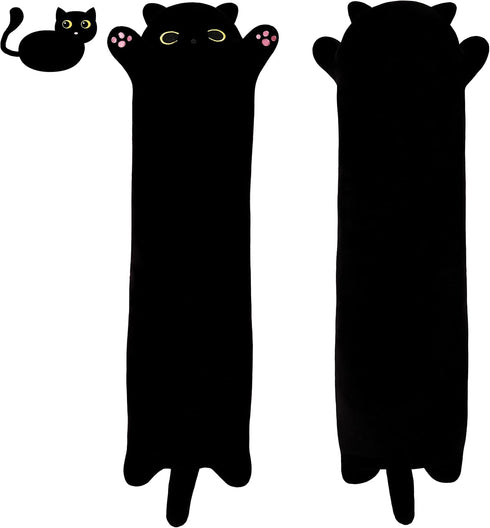 Black Cat Plush Toy Soft Long Cat Pillow Plushies Doll Stuffed Animal Plush Body Pillow Black Sesame Meowchi Sofa Throw Pillow Decoration Gift for...