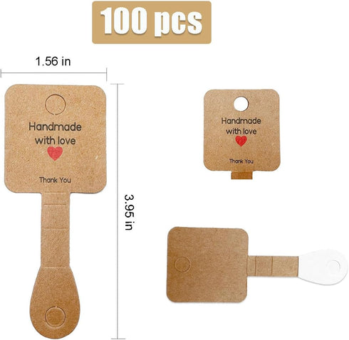 Bracelet Display Cards, 100 Necklace Jewelry Holder Cards Self Adhesive,Jewelry Packaging for Small Business Kraft Paper Cards for Necklaces,Choke...