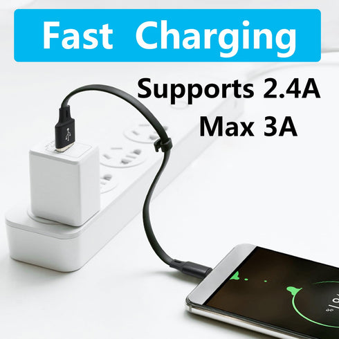 Short Micro USB Fast Charging Cable 0.9in, Flat Cord USB A to Micro USB Charging and Data Sync Cable, Portable Buckle Design,for Power Bank, Phone...
