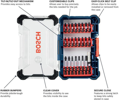 BOSCH SDMS24 24-Piece Assorted Impact Tough Screwdriving Custom Case System Set for Screwdriving Applications...