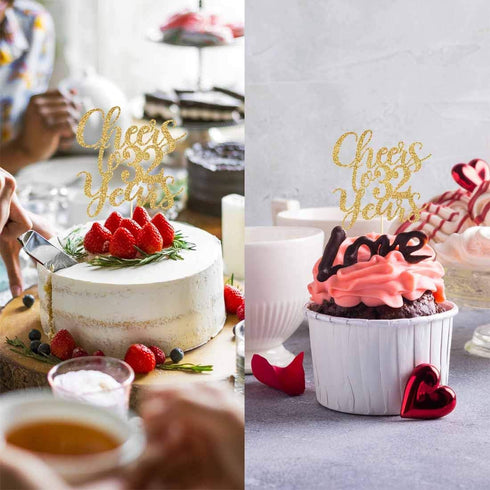 Gold Glitter Cheers to 32 years cake topper, Gold Happy 32nd Birthday Cake Topper, Birthday Party Decorations, Supplies...