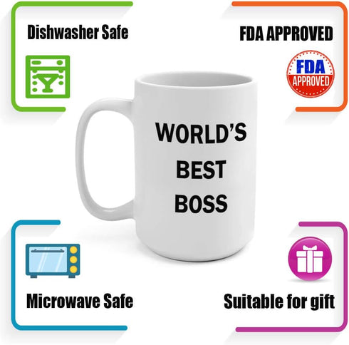 Dunder Mifflin (The Office) World's Best Boss TV Television Show Ceramic Mug Coffee (Tea, Cocoa) 15 OZ Mug, Official Michael Scott Mug As Seen On ...