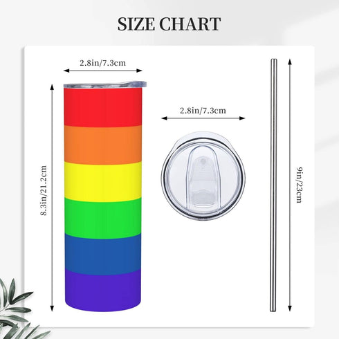 Stainless Steel Tumbler Gay Pride LGBT Rainbow flag Travel Cup 20 oz Insulated Coffee Mug Double Wall with Splash Proof Lid & Straw & Cleaning Bru...