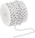 PATIKIL 5m/16 Feet Faux Pearl Beading Chain with Spool, 4mm Brass Chain Link for Jewelry Making DIY Necklace Bracelet Accessories Style 1, Silver...