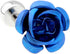 Rose Flower Blue Pair of Cufflinks in a Presentation Gift Box with a Polishing Cloth...