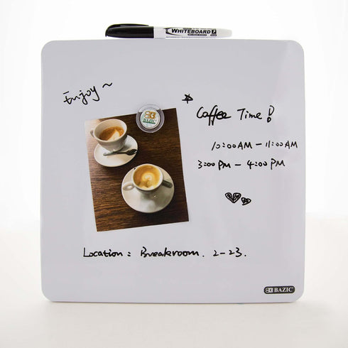 BAZIC Magnetic Dry Erase Board Tile 11.5"x11.5" Whiteboard, Markers and Magnets for Teacher Office Home, 1-Pack...