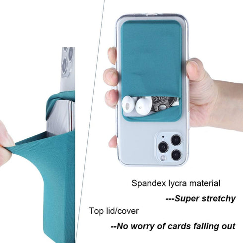 3Pack Cell Phone Card Holder for Back of Phone,Stretchy Stick on Wallet Pocket Credit Card ID Case Pouch Sleeve Self Adhesive Sticker for iPhone S...