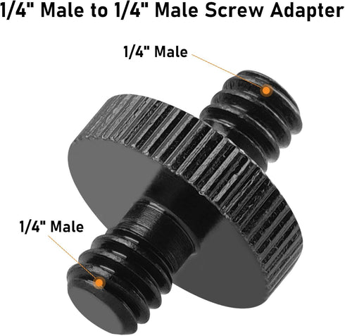 1/4" Male to 1/4" Male Threaded Tripod Screw Adapter Double Head Stud Standard Mounting Thread Converter for Camera Cage Mount Light Stand Monopo ...