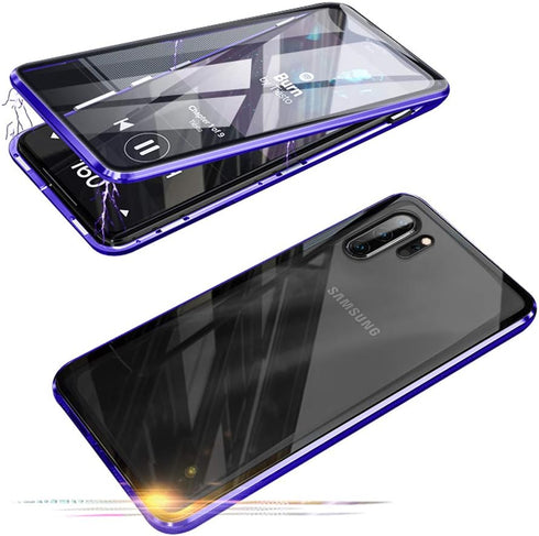 Jonwelsy Compatible with Samsun Galaxy Note 10+ 5G (6.8 inch) Case, 360 Degree Front and Back Transparent Tempered Glass Cover, Strong Magnetic Ad...