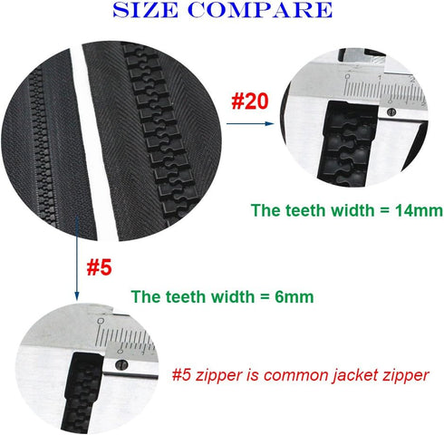 YaHoGa 200cm #20 Super Large Separating Giant Plastic Zippers for Sewing Tents Coats Overcoats Boat Cover Canvas Heavy Duty Huge Resin Vislon Zipp...