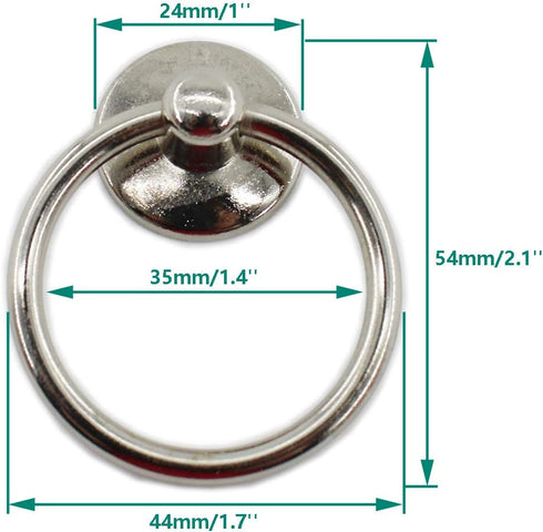 Kitchen Cabinet Handles, Metal Drawer Rings Pulls,Single Hole Cabinet Handles and Knobs,Bathroom Cabinet Hardware with Installation Screws (Silver...