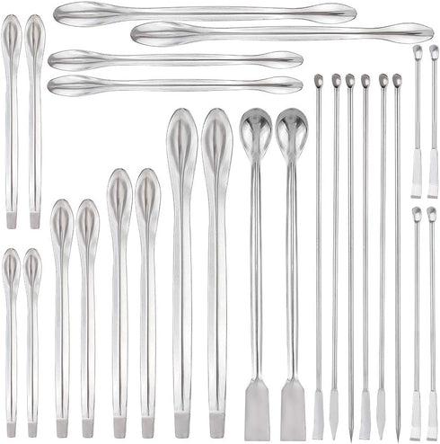 OLYCRAFT 26PCS Stainless Steel Lab Measuring Spatula Set, Micro Lab Scoop/Spoon Mixing Spatula for Powders Gel Cap Filler, Capsule Filler,Laborato...