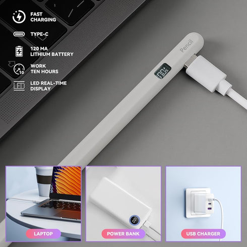 iPad Pencil Magnetic Stylus Pen, Smart LED Display Power, Apple Pen Compatible (2018-2023) iPad 10/9/8/7/6, iPad Air, iPad Mini 6/5, iPad Pro 11 1...