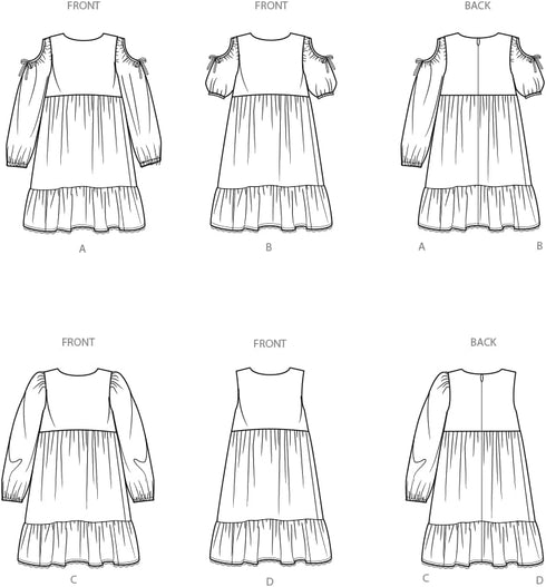 Simplicity Easy to Make Children's and Girls' Relaxed Fit Tiered Dress Sewing Pattern Packet, Design Code S9933, Sizes 7-8-10-12-14, Multicolor...