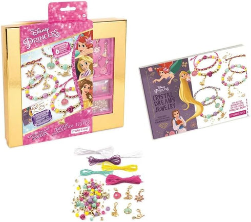 Make It Real - Disney Princess Crystal Dreams Jewelry - DIY Bead & Charm Bracelet Making Kit - Includes Jewelry Making Supplies, Charms with Swaro...