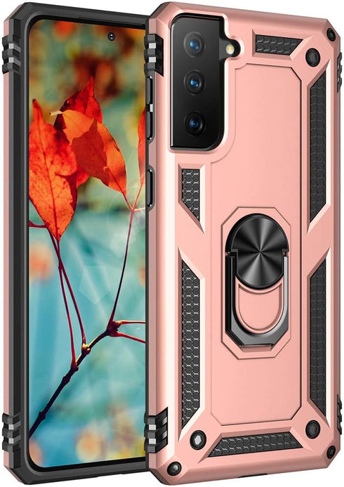 Military Grade Drop Impact for Samsung Galaxy S21 Plus Case 5G Metal Rotating Ring Kickstand Holder Armor Heavy Duty Shockproof Case Galaxy S21 Pl...