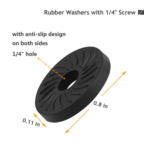 1/4" Female Thumb Nuts with Rubber Pads, 5pc Thumb Wheel Lock Nut Adapter, Anti-Slip Rubber Washers with 1/4" Screw Hole for Attach The Camera to ...